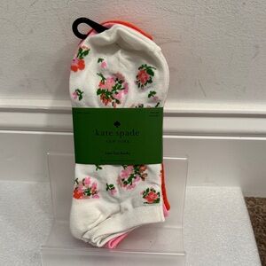 Kate Spade set of 3 floral solid color low cut socks one size NWT